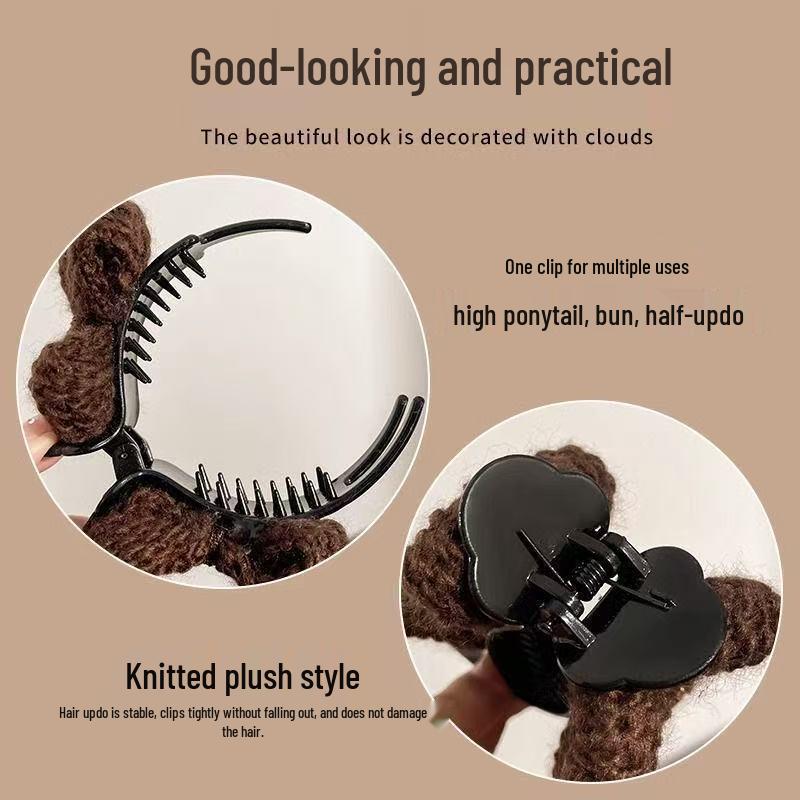 Knitted Bow Claw Clip Hair Bun Maker - Autumn/Winter Hair Accessories for Women