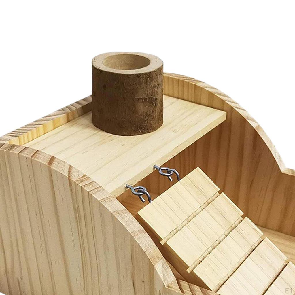 Casa per criceti in legno con scala, divertente habitat, decorazione, giocattolo, nascondiglio per gerbilli di piccole dimensioni