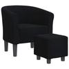 VidaXL Fauteuil Cabriolet avec Repose-pied, Chaise avec Accoudoirs, Canapé avec Dossier, Siège Rembourré Salon Chambre, Noir 356439