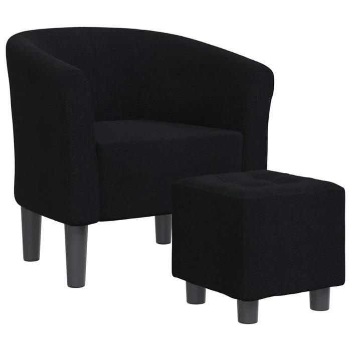 VidaXL Fauteuil Cabriolet avec Repose-pied, Chaise avec Accoudoirs, Canapé avec Dossier, Siège Rembourré Salon Chambre, Noir 356439