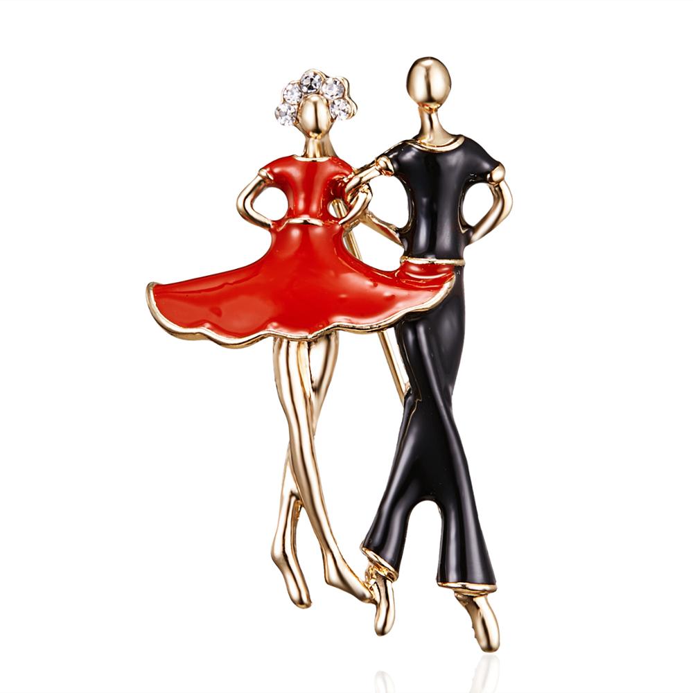 Rinhoo New Fashion Temperament Dance Girl Ballet Girls Cartoon Shining Crystal Brooches Women Collar Pins Bride Wedding Jewelry