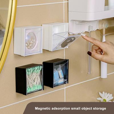 Magnētiskā uzglabāšanas kaste ar caurspīdīgu vāku, caurumotājs bez kompakta izmēra vates tampona zobu bakstāmais konteinera sienas glabāšanas turētājs