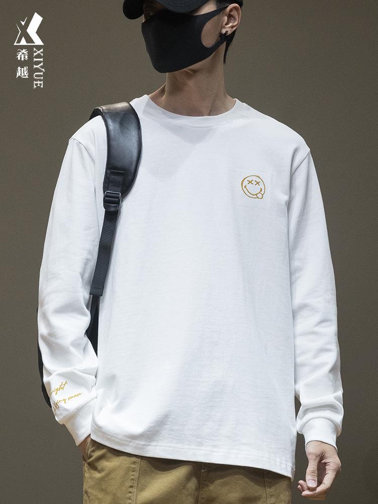 

Футболка с длинными рукавами Smiley Sports, мужской свитер, весна и осень, высококачественный хлопковый топ, мужская внутренняя рубашка большого размера 5XL