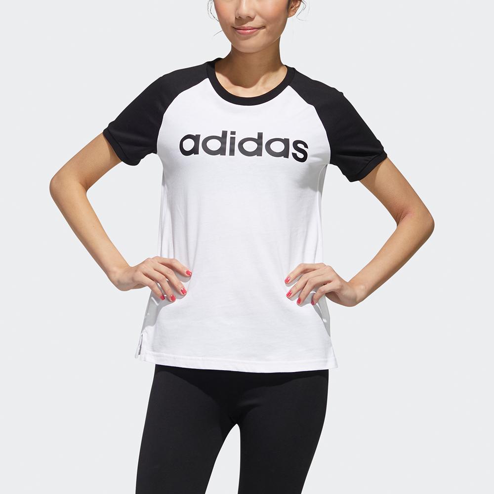 Adidas Neo Logo Color Block Round Neck Short Sleeve T-Shirt Women T-Shirt White GJ7920