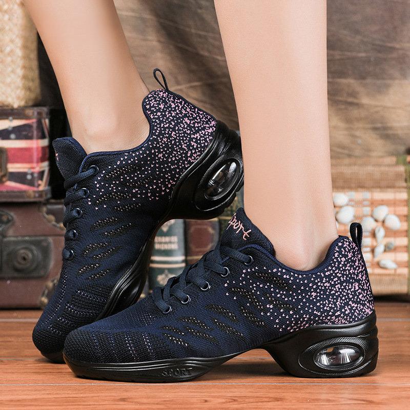 Womens Jazz Dance Sneakers Breathable Lightweight Athletic Training Walking Casual Soft Platform Shoes