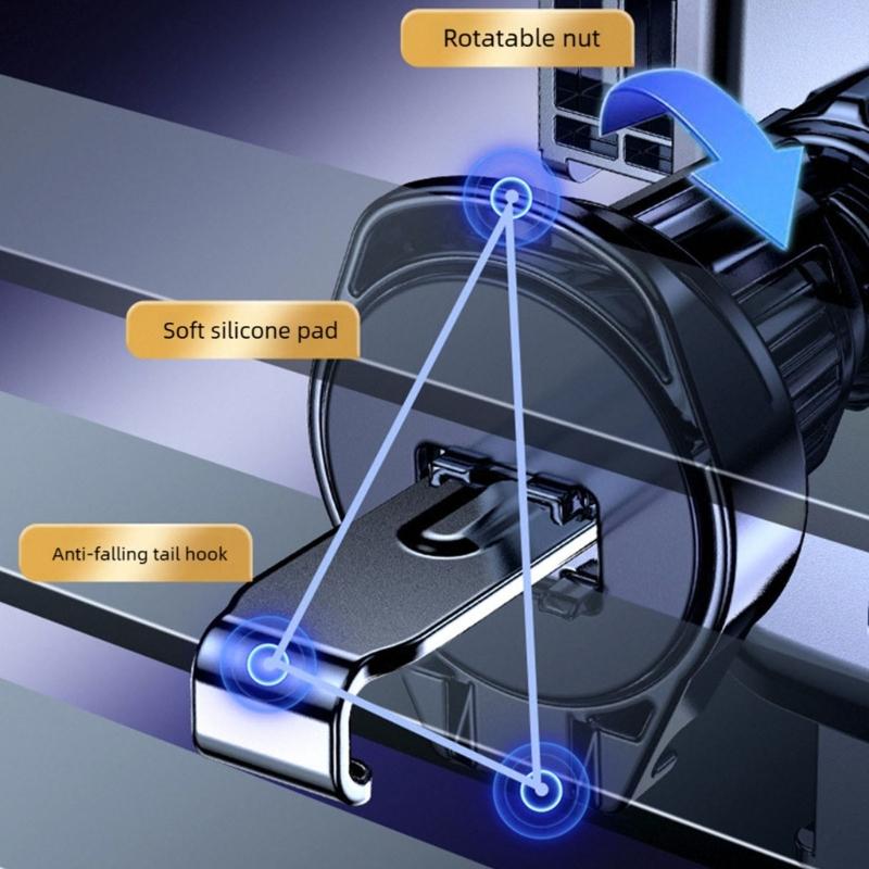 Anti Shake Car Phone Mount Easy Installation Spirals Hook for Stable Navigation 360 Degree Viewing Portrait Landscape