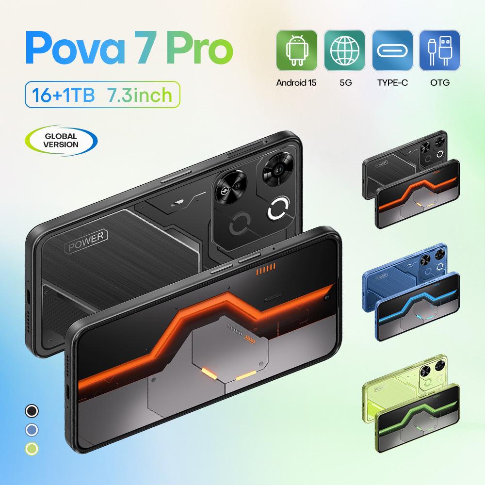 Pova7 Pro Phone: 16+1TB Memory, 7.3" HD Screen, Cross-Border Exclusive.