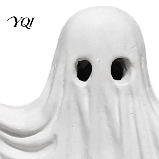 Ghost Shaped Home Decor Halloween Figurine, Spooky Cute Statue, Retro White Party Supplies Ornament for Tabletop Fireplace Decorations Hollow