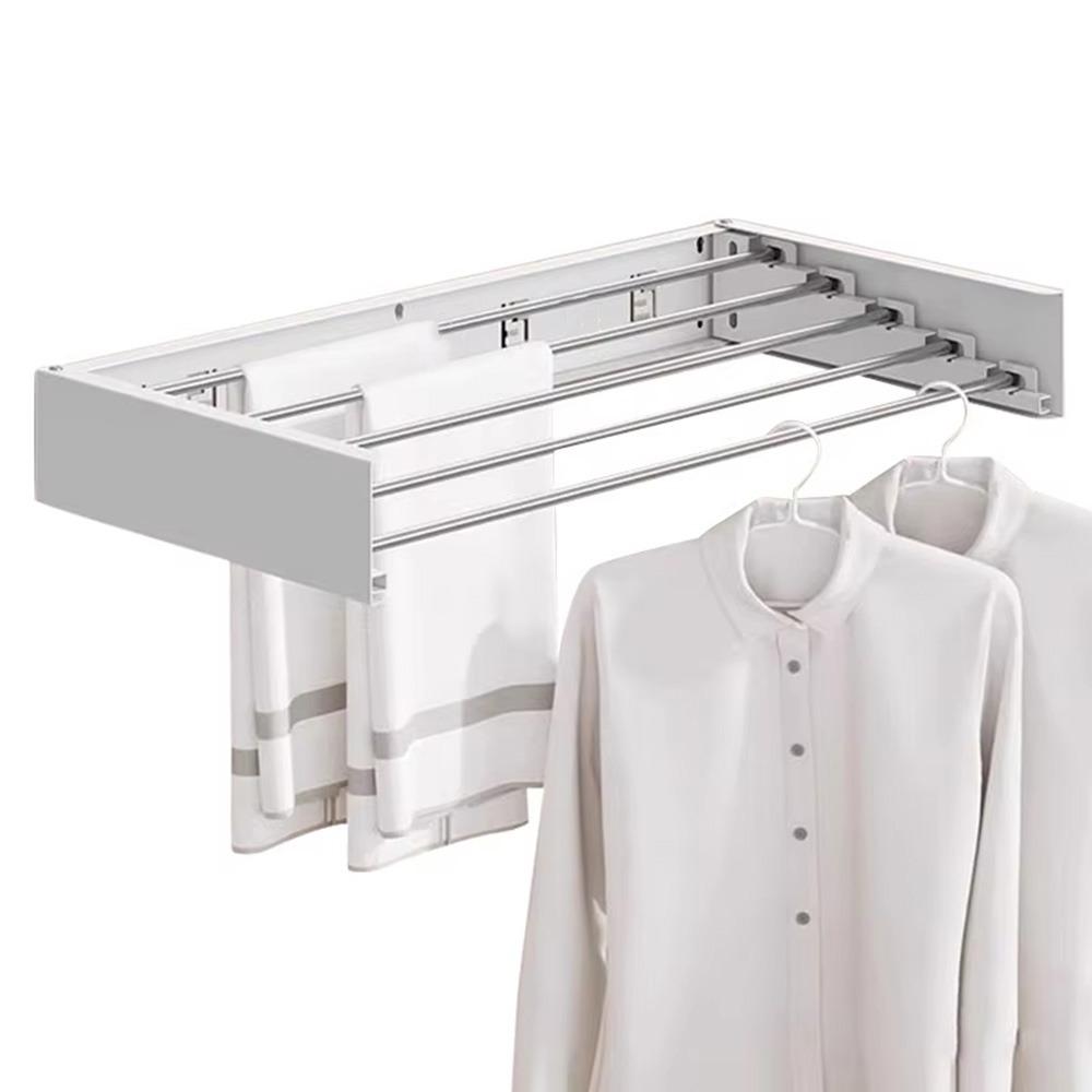 Carbon Steel Invisible Clothes Drying Rack 60CM 5 Rods Folding Clothes Hanger Space Saving Wall Mounted Hidden Drying Rack