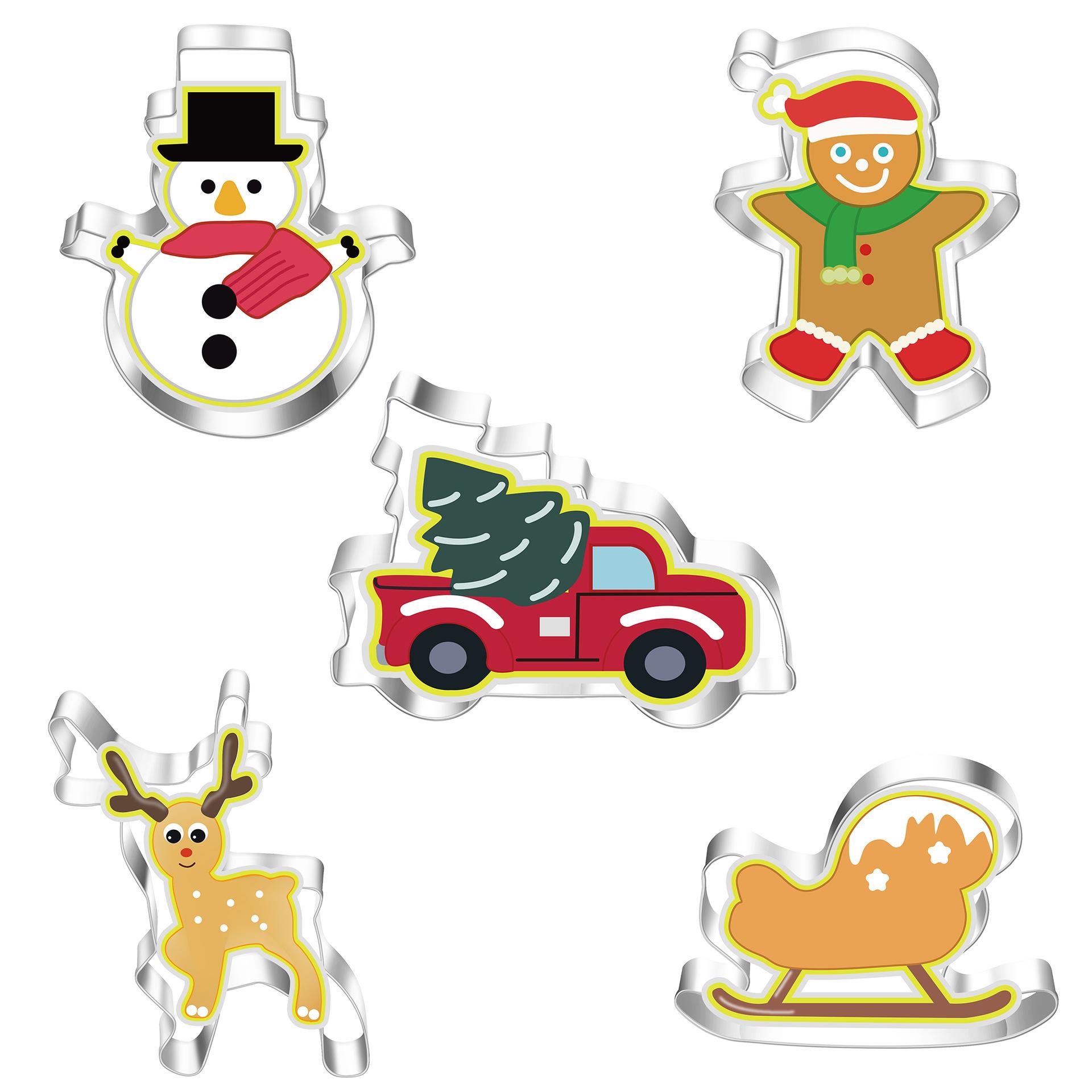 

5Pcs/set Christmas Cookie Cutter Gingerbread Snow Tree Mold Christmas Cake Decoration Tool Navidad Gift DIY Baking Biscuit Mould