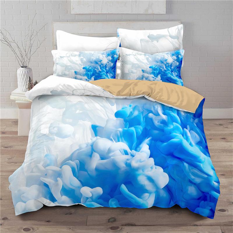 Regenbogen Bettwäsche-Set 3D-Druck Wolken Himmel Rosa Blau Queen Size Mikrofaser Bettwäsche Goldener Stern Bettbezug Schlafzimmer Dekoration