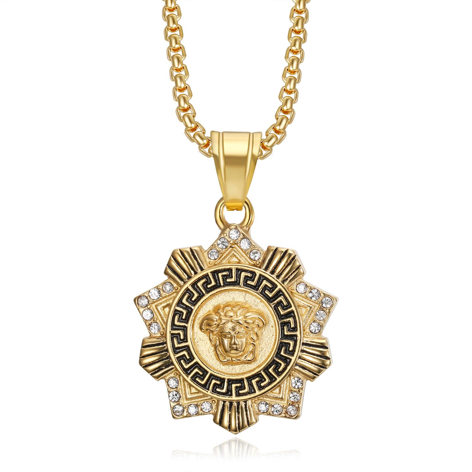 Compass Greek Mythology Pendant Necklace 2026 Jewelry Fashion Trend Inlaid Zircon Men s Exquisite Jewelry Necklace Accessories 60CM