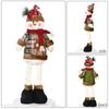 Vintage Snowflake Checkered Fabric Stretch Christmas Doll Ornaments, Tabletop Doll Decor, Christmas Gift for Home Hotel Shopping Mall