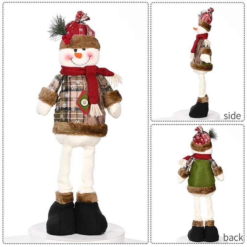 Vintage Snowflake Checkered Fabric Stretch Christmas Doll Ornaments, Tabletop Doll Decor, Christmas Gift for Home Hotel Shopping Mall