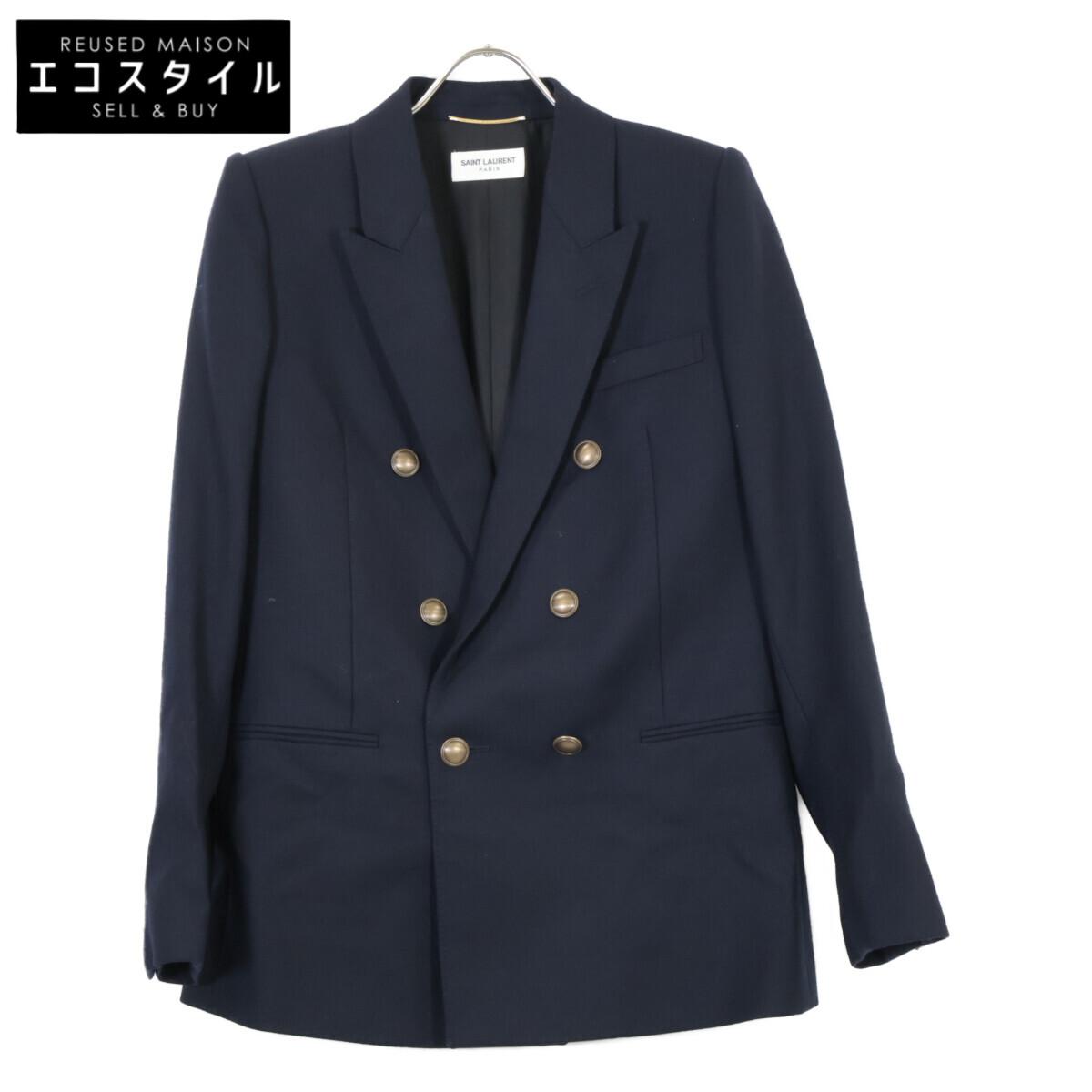 

Yves Saint-Laurent 2019 Navy Peak Lapel Double Tailored Jacket Jacket 38 blackUsed