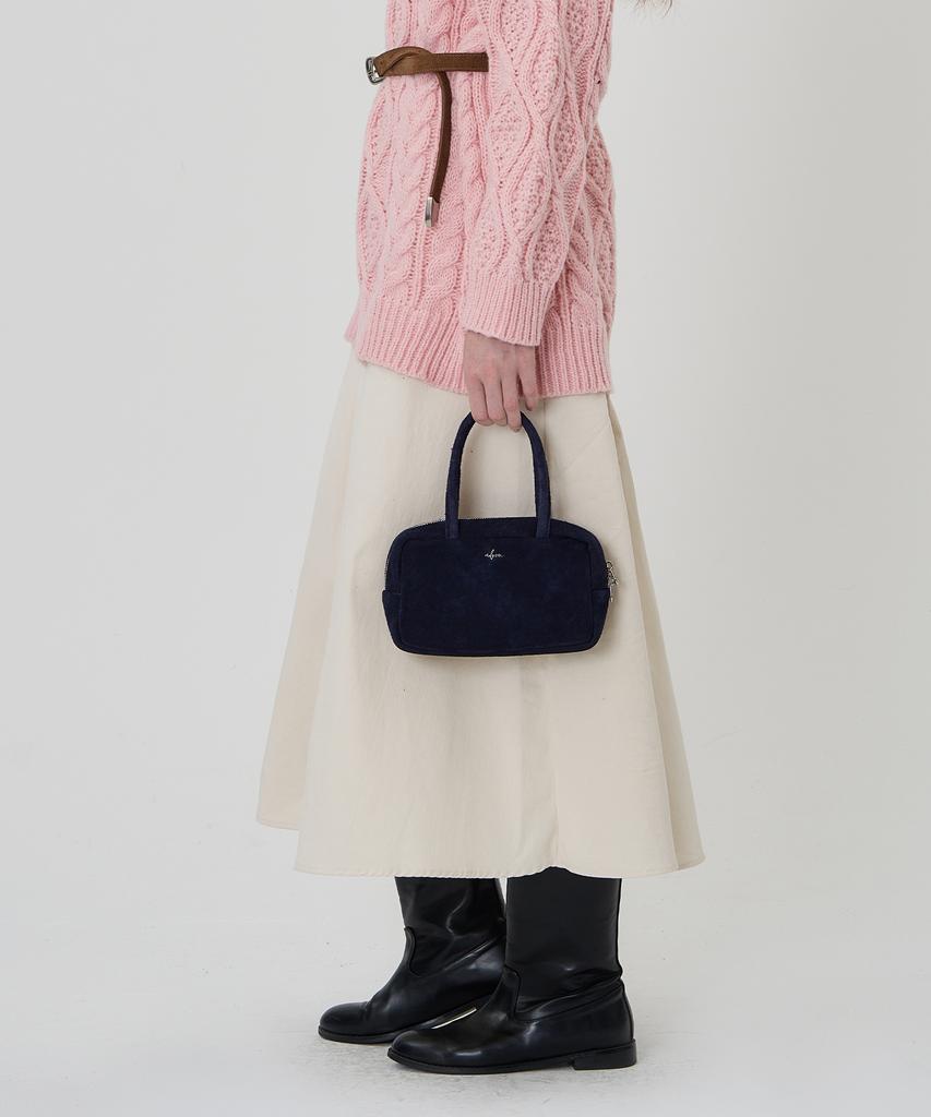 The-Abon Suede Mini Square Bag Navy