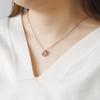Snoopy PEANUTS Necklace 925 Silver Surgical Stainless Steel Cubic Zirconia Dancing Stone Pink PNSS001PG [White Clover]