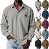 Heren Retro Corduroy Knopenlongmouw Shirt met Enkele Borstzak