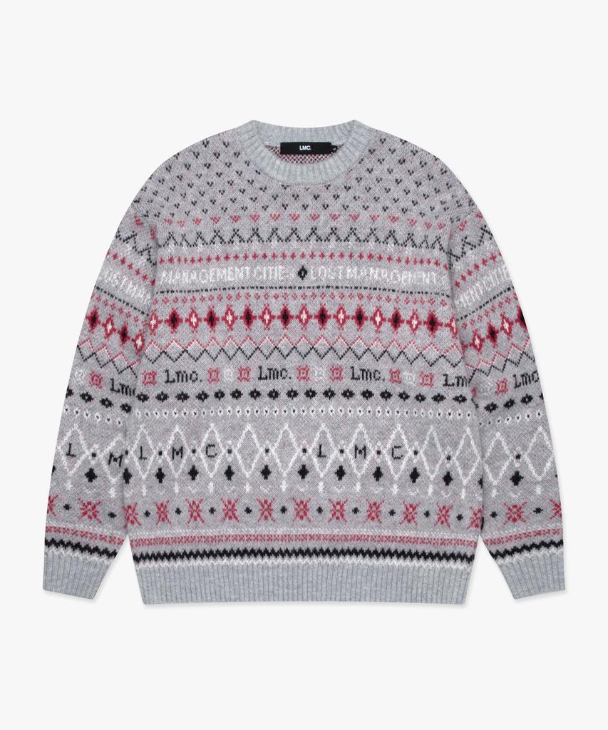 LMC Fair Isle Knit Sweater Gray