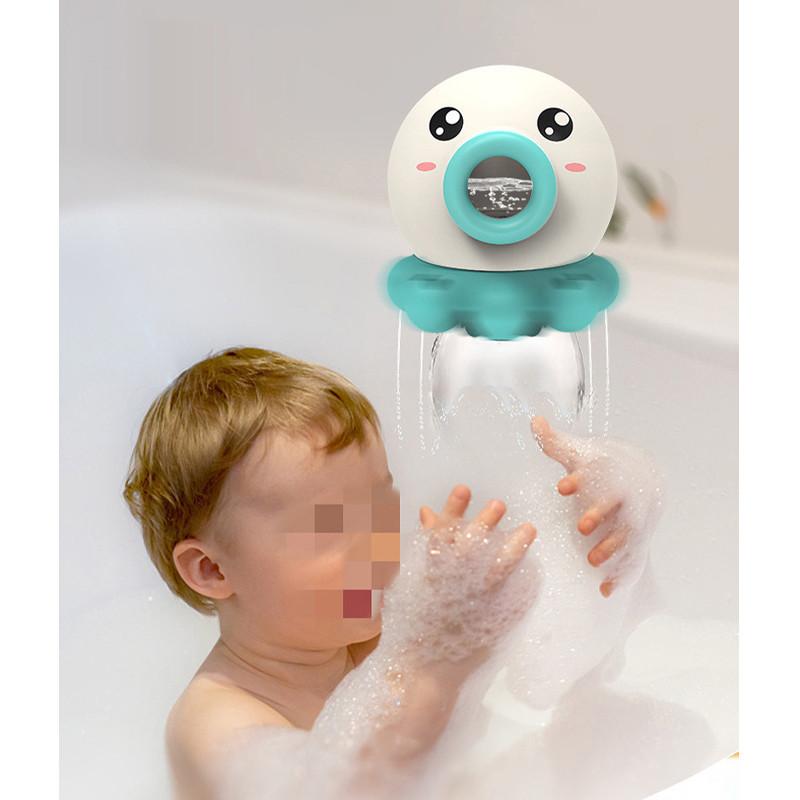 Green Rotating Octopus Baby Bath Toy For Children And Infants Plastic Material Water Sprinkler Interactive Toy