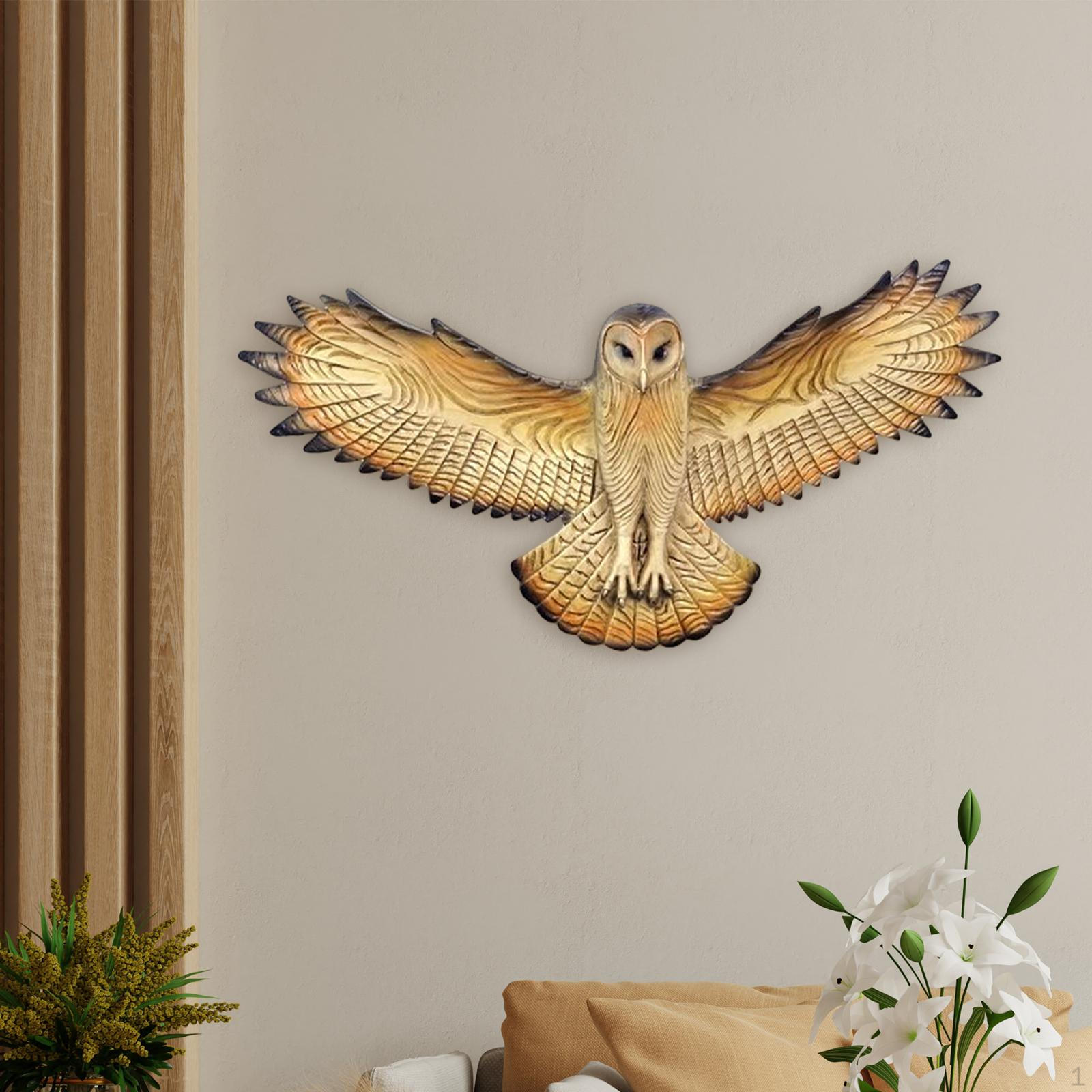 

Owl Wall Decor Rustic Artwork Crafts Ornament Pendant Animal Sculpture Statue for Entrance Living