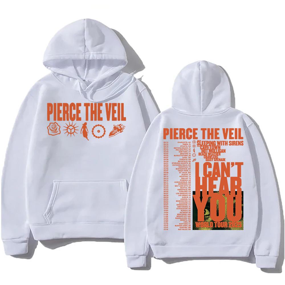Pierce The Veil „I Can't Hear You“-Tour 2025 Hoodies – Rockband, Hip-Hop, Unisex-Streetwear für Damen und Herren – Modischer Pullover