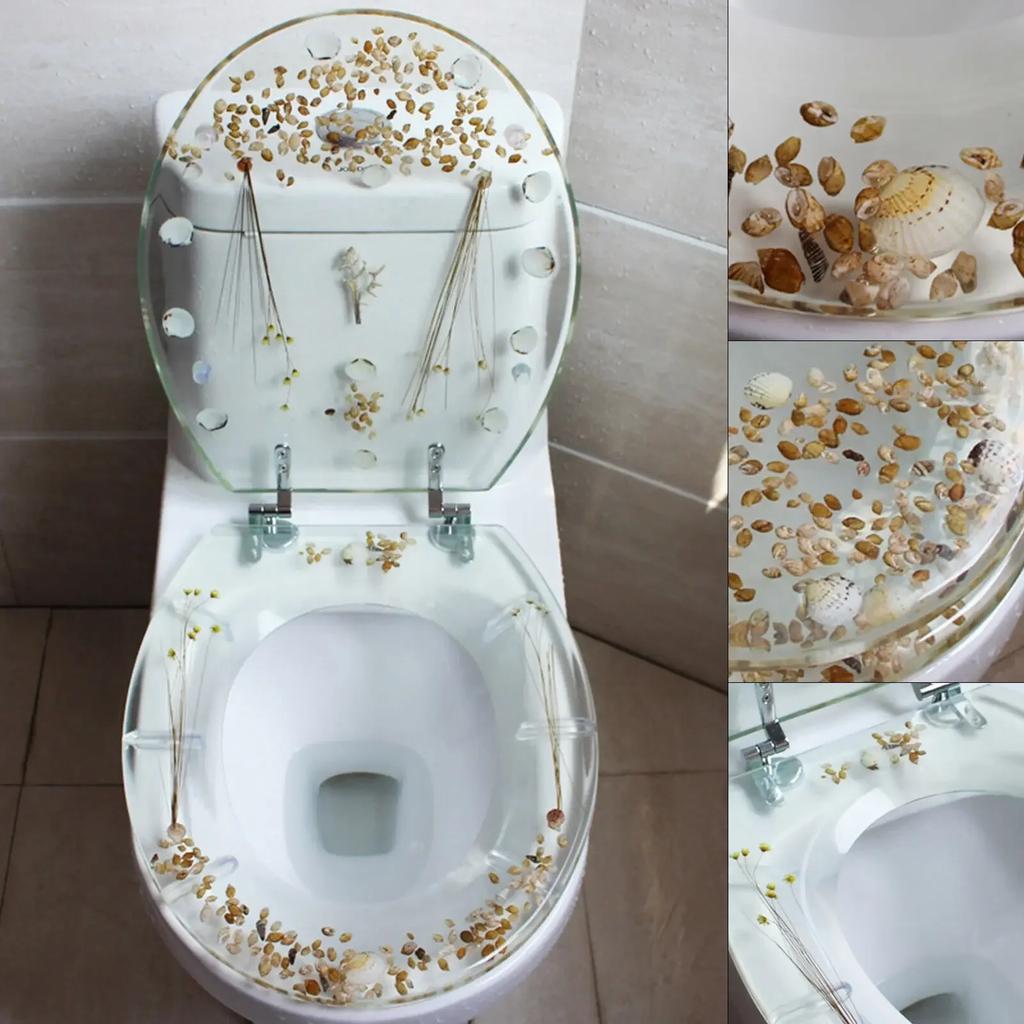 Transparenter Toilettensitz, wunderschöner Toilettendeckel aus Harz, Soft-Close-Design, leicht zu reinigen, geeignet für Badezimmer zu Hause, U-förmiges Design