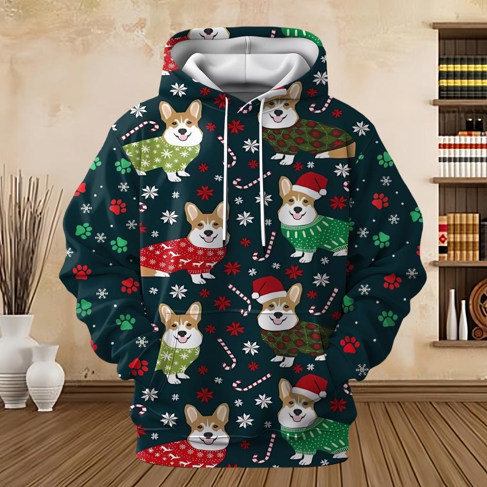 New Sweatshirts Santa Claus Funny 3D Prints Pullover Hoodie Kangaroo Pocket Designer Men's Clothing Fall Christmas Sweatshirt