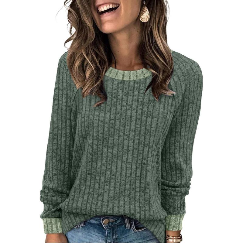 2025 Autumn and Winter New Round Neck Raglan Sleeves Solid Color T-shirt Patchwork Hoodie Top