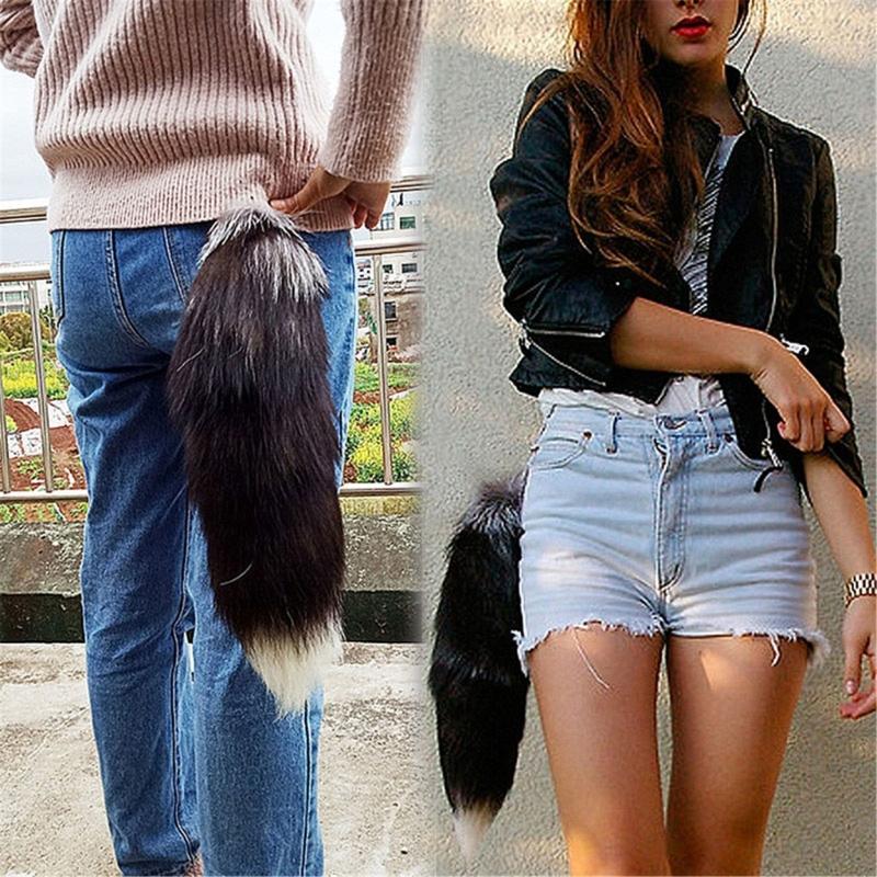 Set of 3 Oversized Faux Furs Keychains Halloween Foxes Tail Key Chain Elegant Bag Decoration Car Accessories