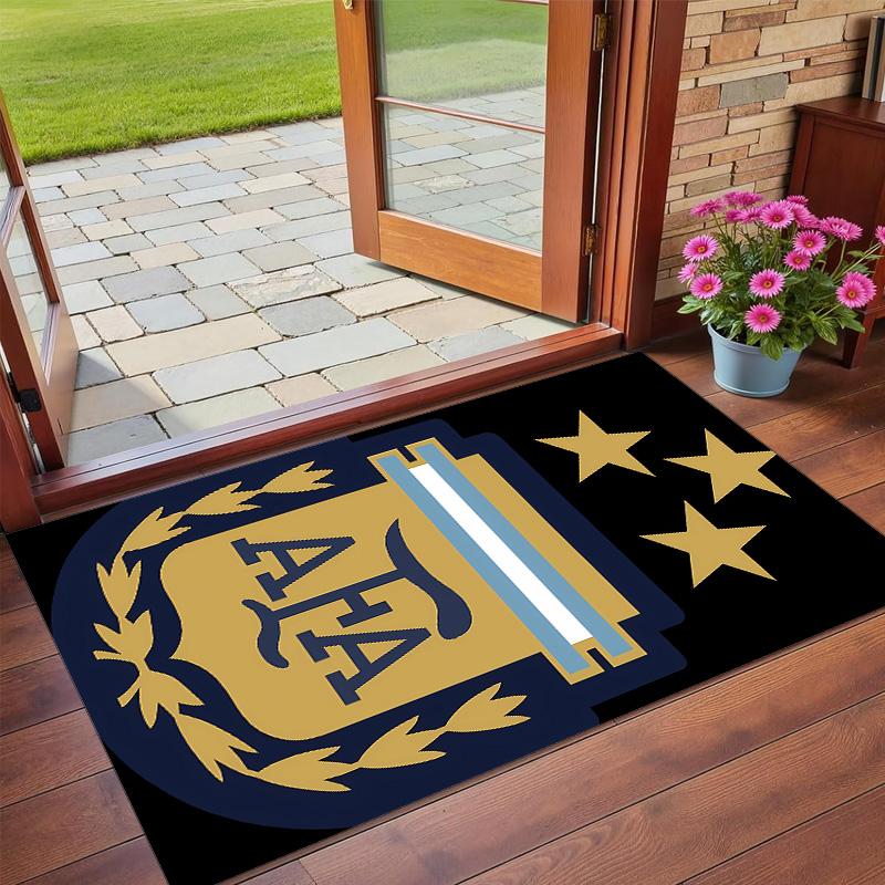 Anti‑Slip Crystal Velvet Floor Rug, Argentina National Team Design Carpet for Indoor Living Bedroom Home Decoration