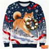 Cute Shiba Inu Graphic Ugly Christmas Sweater For Men Trendy Crew Neck Dog 3D Printed Sweatshirts Loose Breathable Pullovers