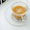 INS Style Heat-Resistant Striped Glass Cup & Saucer Set for Coffee, Tea, Iced Americano, Latte, or Transparent Mug.