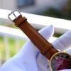 Used [In operation] SEIKO brown leather quartz watch gold case OMEGA