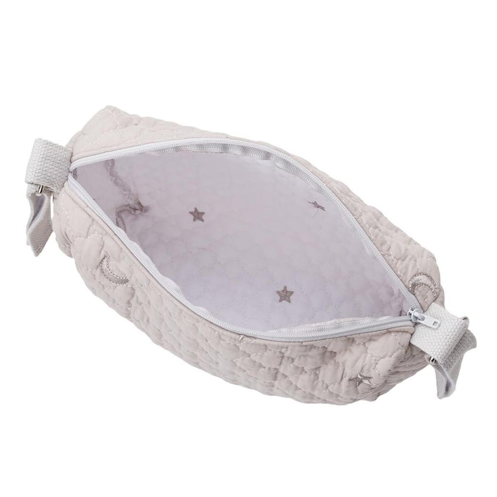 Nitori Diaper Pouch Ivory IB02 - Portable Cotton Baby Accessory Bag, Machine Washable