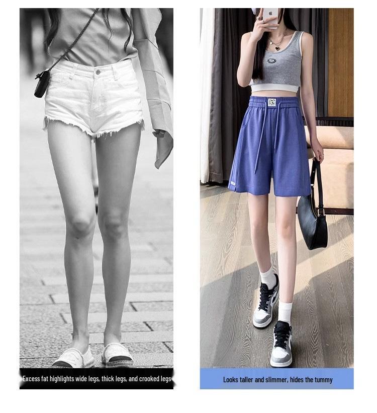 Women's Pink Wide-Leg Summer Sport Shorts, Loose Fit, Mid-Length, Casual Five-Point Pants, 2025 Hot Style