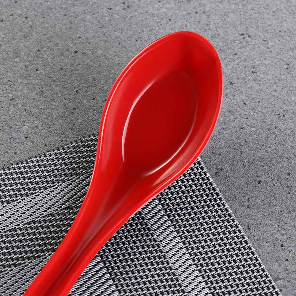 5pcs/set Plastic Porridge Spoons Long Handle Red Black Soup Spoons Melamine Spoon   Wonton