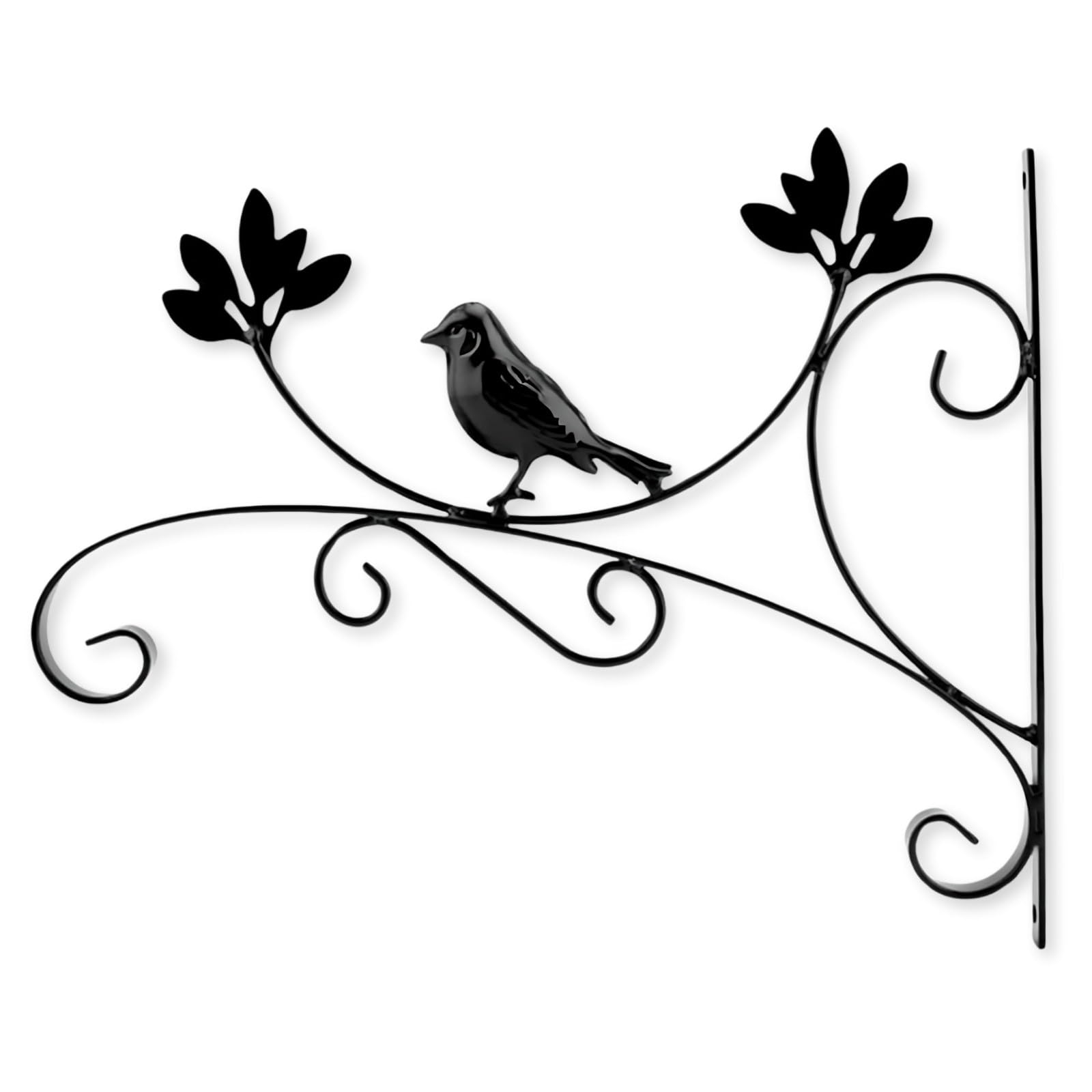 

COLORBIRD Iron Bracket with Small Bird Design, Antique Design, Gardening, Stylish Solar Lantern, Hanging Hook (Black)