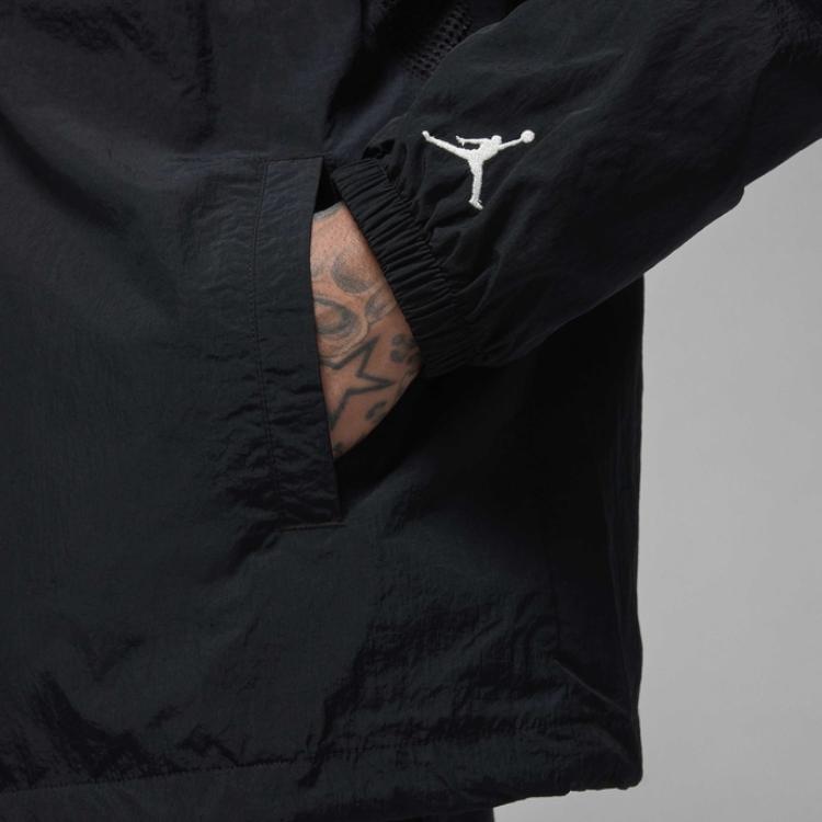Jordan Polo Print Single-Breasted Long Sleeve Coach Jacket Men jackets Black HF9331-010