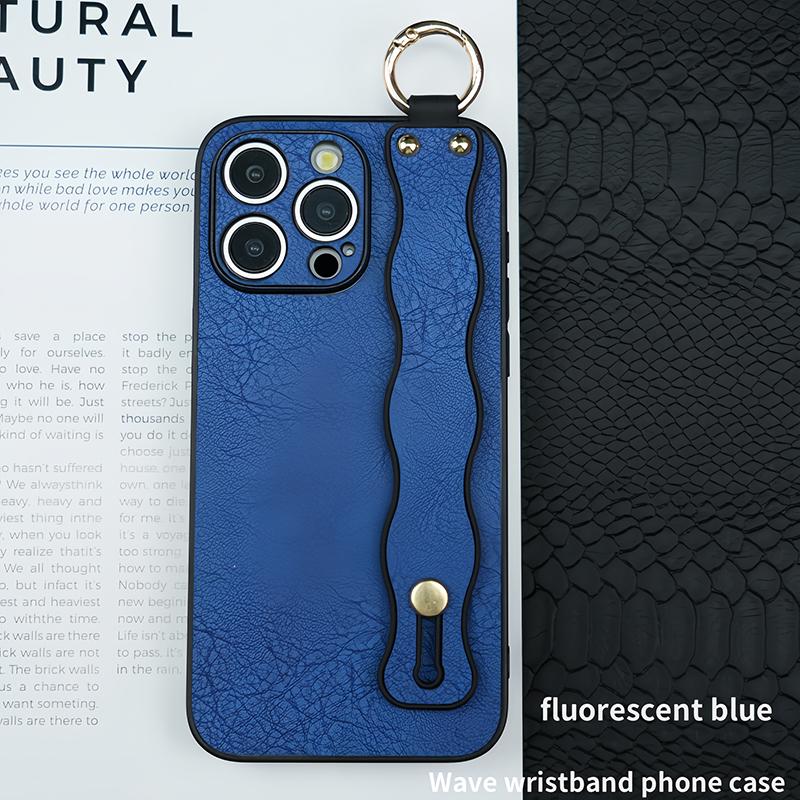 Creative Soft TPU Leather Wristband Anti Slip Holder Phone Case for iPhone 15 Pro Max 11 12 13 14 Pro Max Shockproof Back Cover