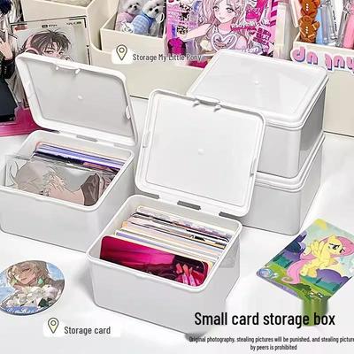 Multifunctional Flip-Top White Storage Box for Anime Cards and Sleeves - Dustproof Organizer