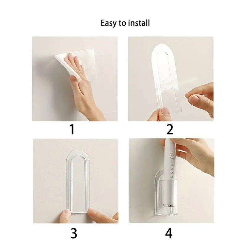 Space Saving Wall Mounted Non Perforated Electric Toothbrush Holder Base Bathroom Accessory