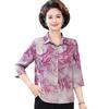 Summer Silk Printed Loose-Fit Blouse for Middle-Aged and Elderly Women, Plus Size Mulberry Silk Top