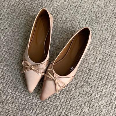 Fashion Women Bow Pointed Toe Shoes Flats Shallow Casual Shoes Woman 2024 Trend Autumn Dress Shoes Walking Cozy New Mujer Zapatillas