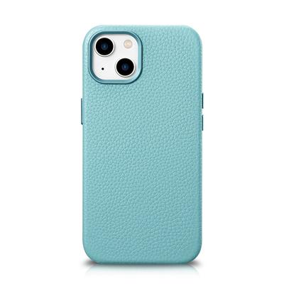 iPhone 14 Plus Magnetic Leather Case with MagSafe Litchi Premium Leather Case Green