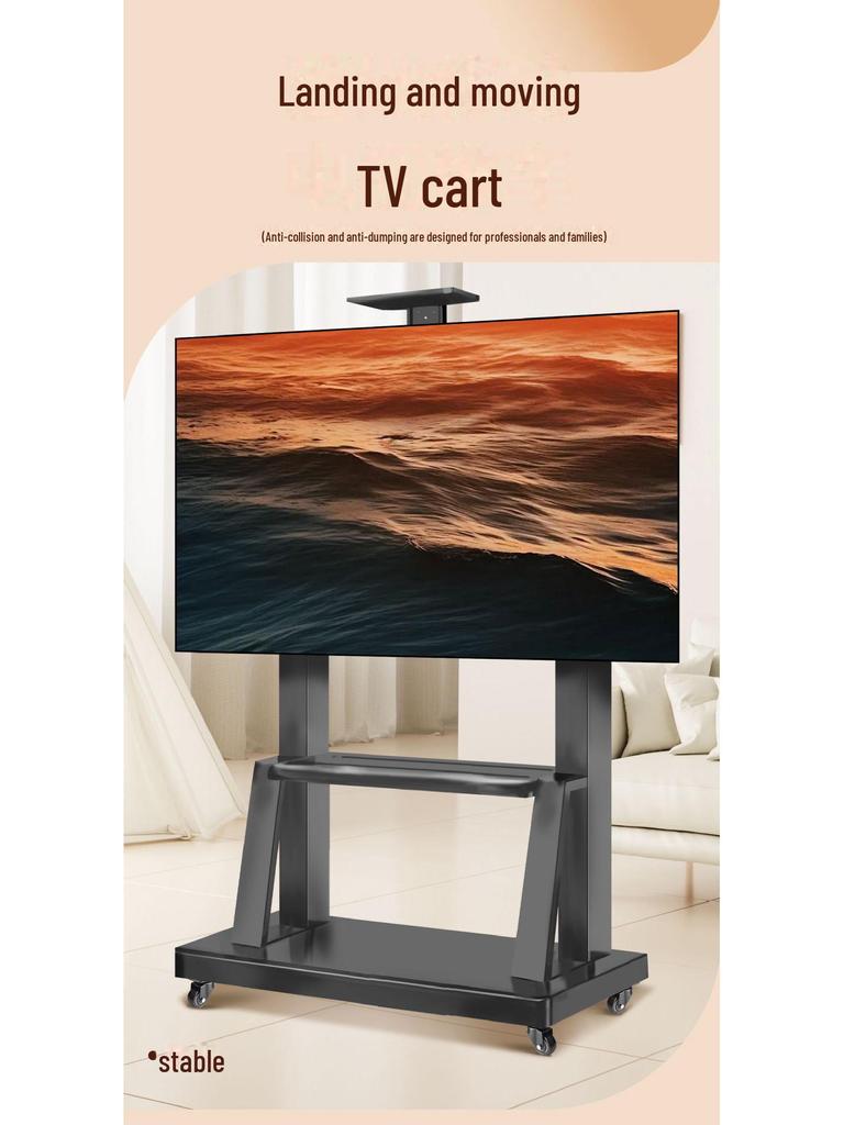 Mobile TV Floor Stand with Adjustable Mount and Shelf