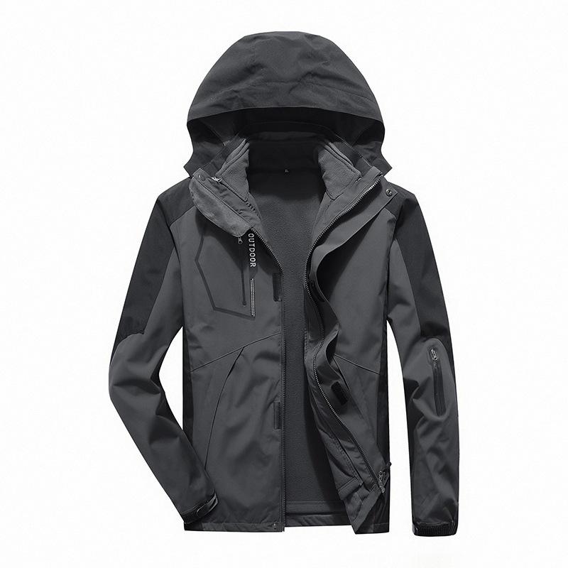 Outdoor Jacket Men's Three-in-one Waterproof and Windbreaker Removable Thickened Autumn and Winter Mountaineering Jacket Women