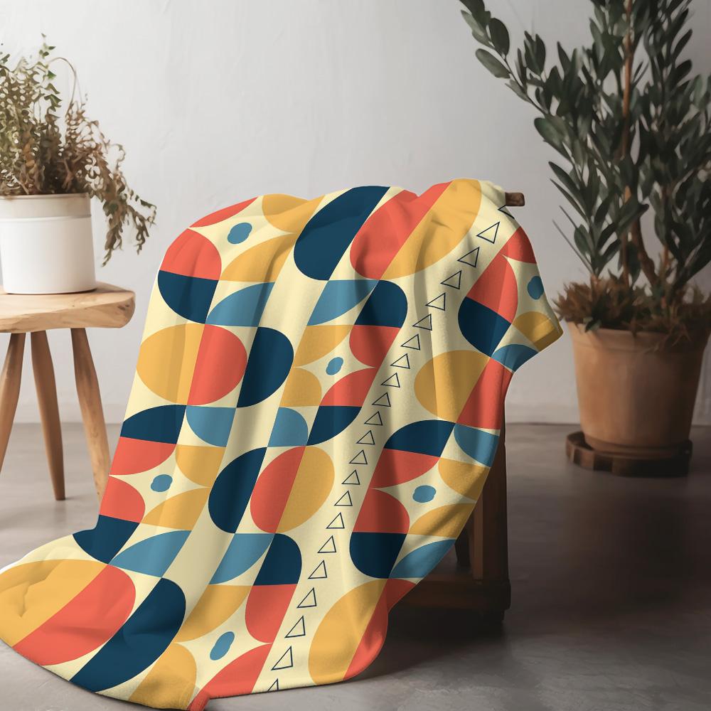 Geometric Pattern Blanket Sofa Bed Throw Cushion Cover Decorative Throw Blanket for Living Room Bedroom Kids Teens