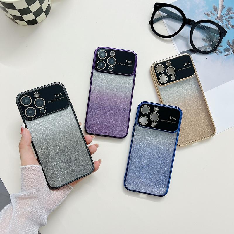 

Блестящий чехол для телефона с градиентом для iPhone 14 13 12 Pro Max 11, противоударный акриловый блестящий прозрачный задний чехол
