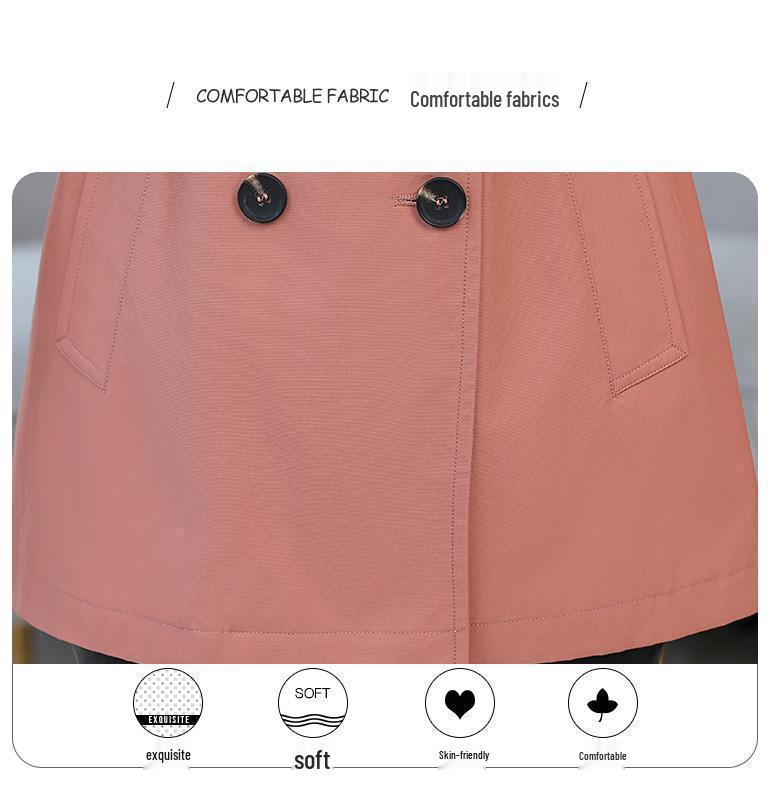 Korean Style Spring-Autumn Trench Coat for Petite Women - Waist-Defining, Mid-Length, Fashionable Draping Outerwear